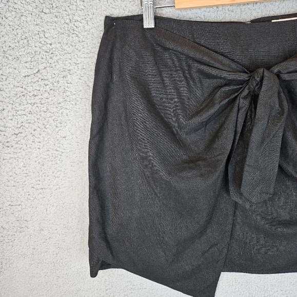 Treasure & Bond Women Black Linen Blend Side Tie Mini Skirt Sz M Vacation - Picture 3 of 10